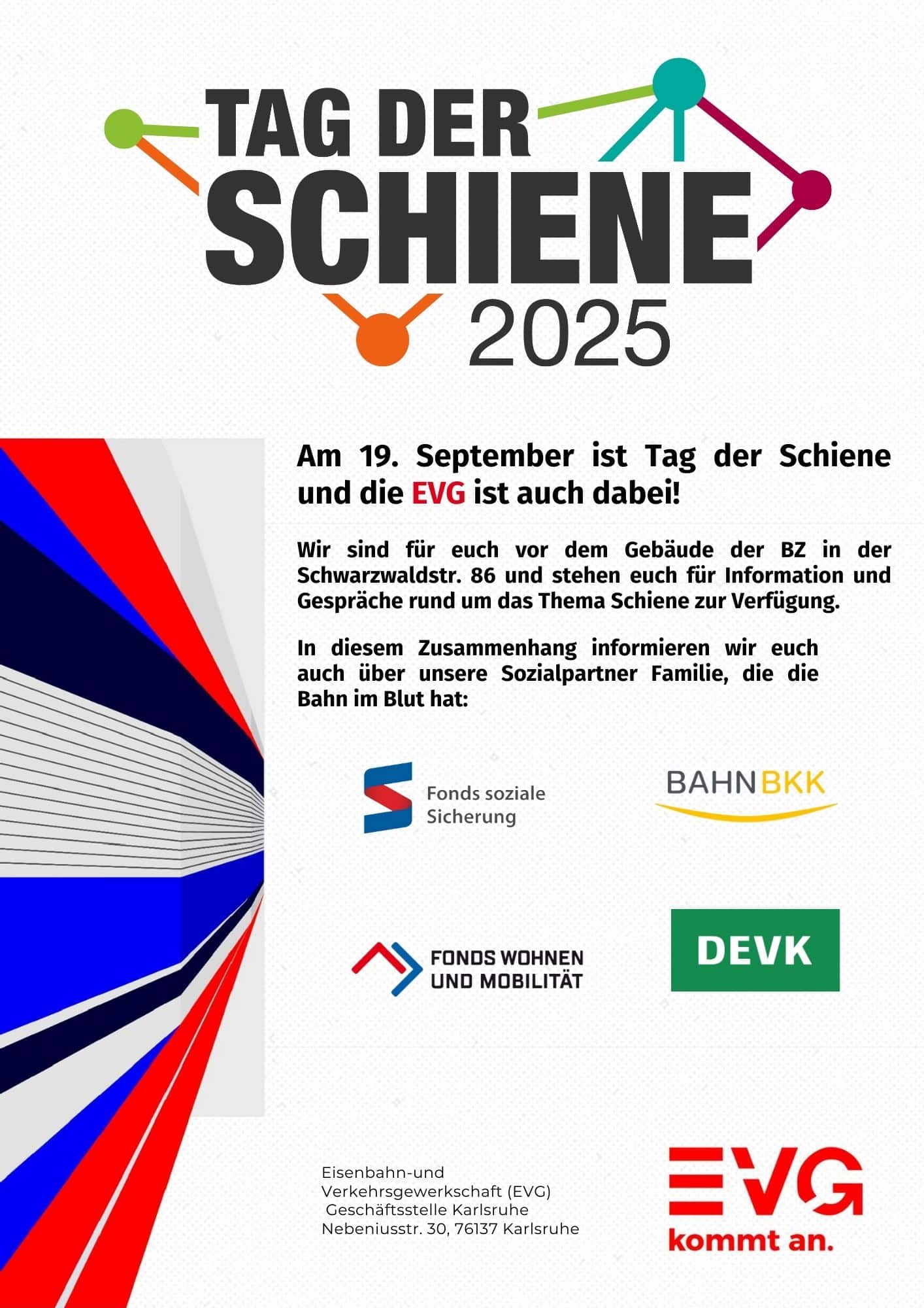 Informationsstand der EVG und ihrer Sozialpartner an der Betriebszentrale in Karlsruhe